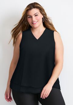 Sleeveless Double Layer Swing Tank