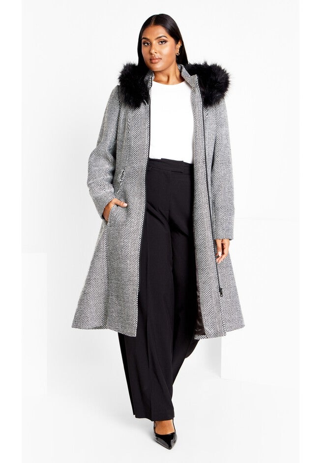 Mysterious Coat - black tweed, BLACK, alternate image number null