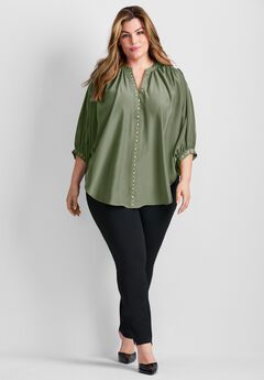 Studded Blouson Sleeve Blouse