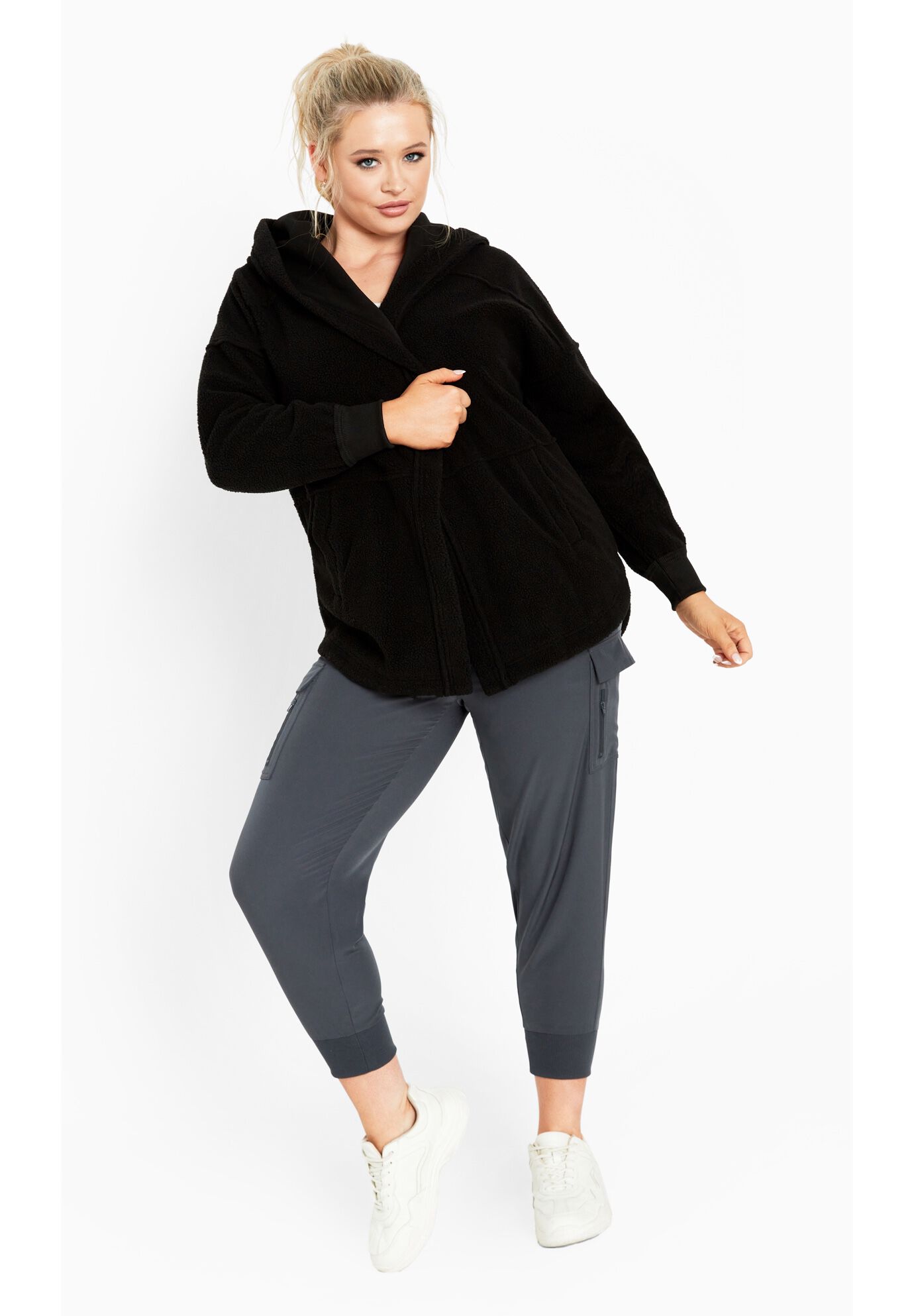 Weekender Hooded Fleece Jacket, BLACK, alternate image number 3