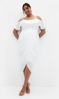 Flirtation Drape Midi Dress - ivory