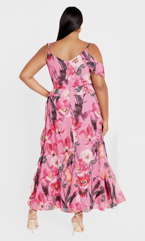 Ruffle Love Print Maxi Dress - rose, LOVERS, alternate image number null