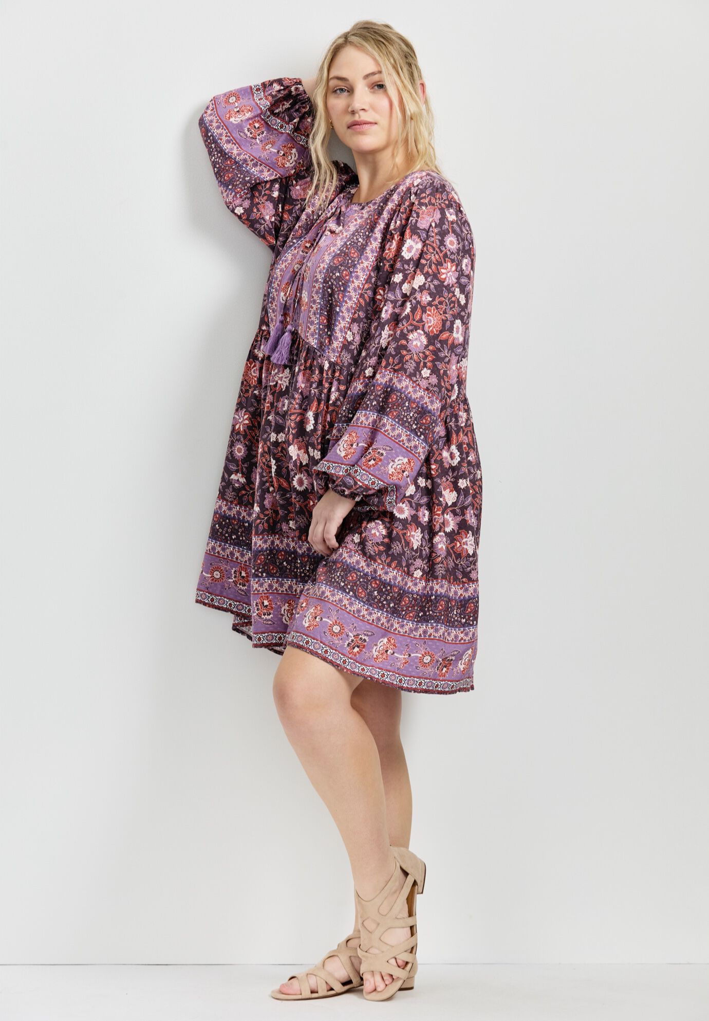 Livvy Boho Border Print Mini Dress, SPIRIT BORDER, alternate image number 4
