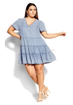 Denim Tier Dress - light denim
