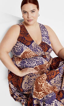 Amara Print Maxi Dress - navy