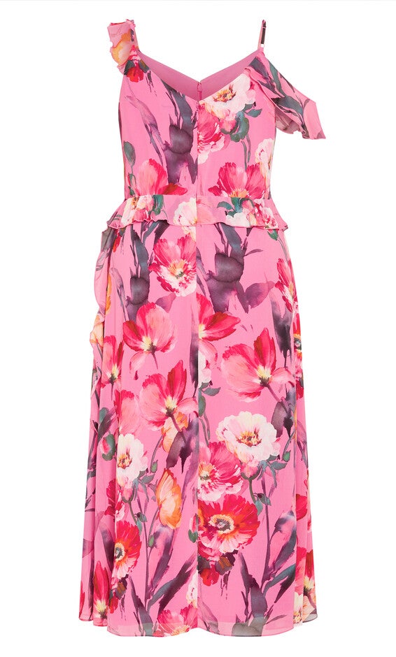 Ruffle Love Print Maxi Dress - rose, LOVERS, alternate image number null