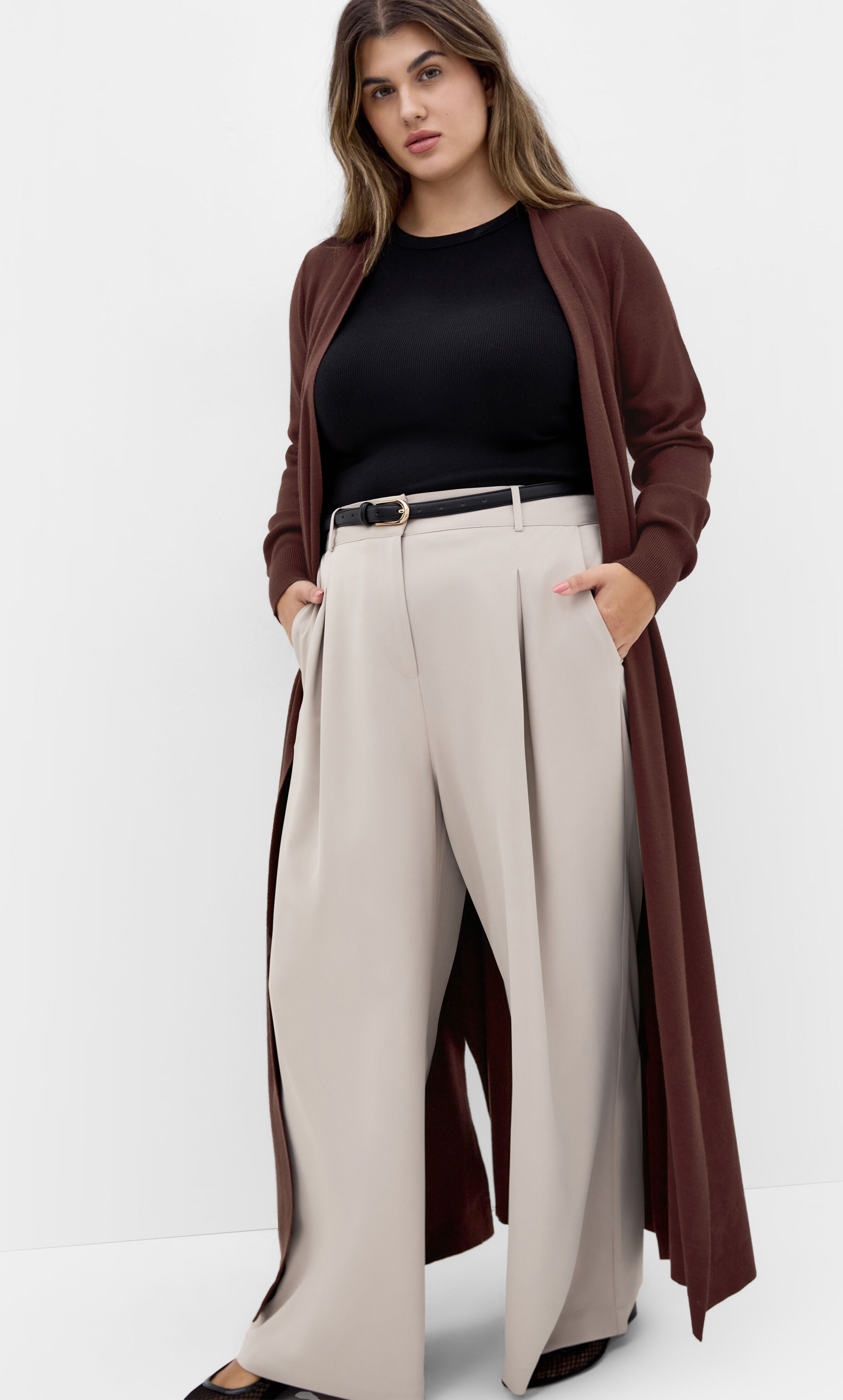 Goldie Longline Cardigan - cocoa, BROWN, hi-res image number 0