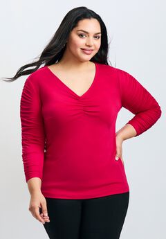 Naomi V Neck Gathered Sleeve Top
