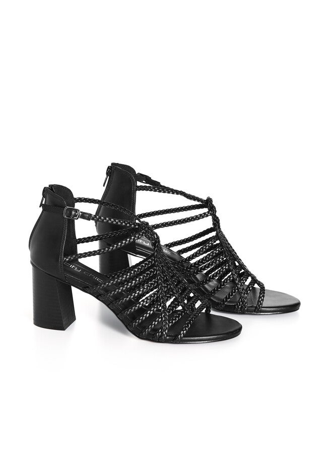 WIDE FIT Braided Front Straps Mida Block Heel - black, BLACK, alternate image number 5