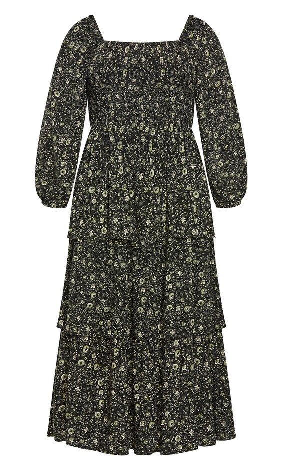 Dahlia Tiered Maxi Dress - olive, GREEN, alternate image number 3