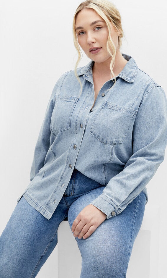 Liv Denim Shirt - mid denim, BLUE, alternate image number 2