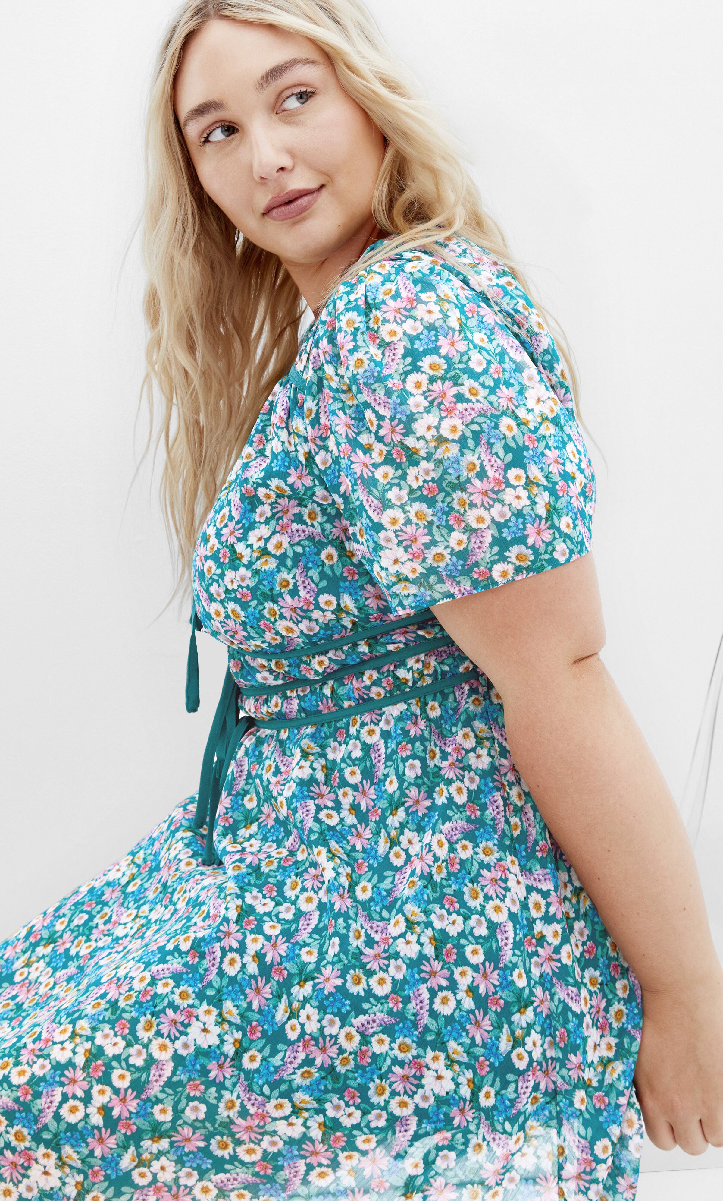 Cara Print Dress - teal, GREEN, alternate image number 2