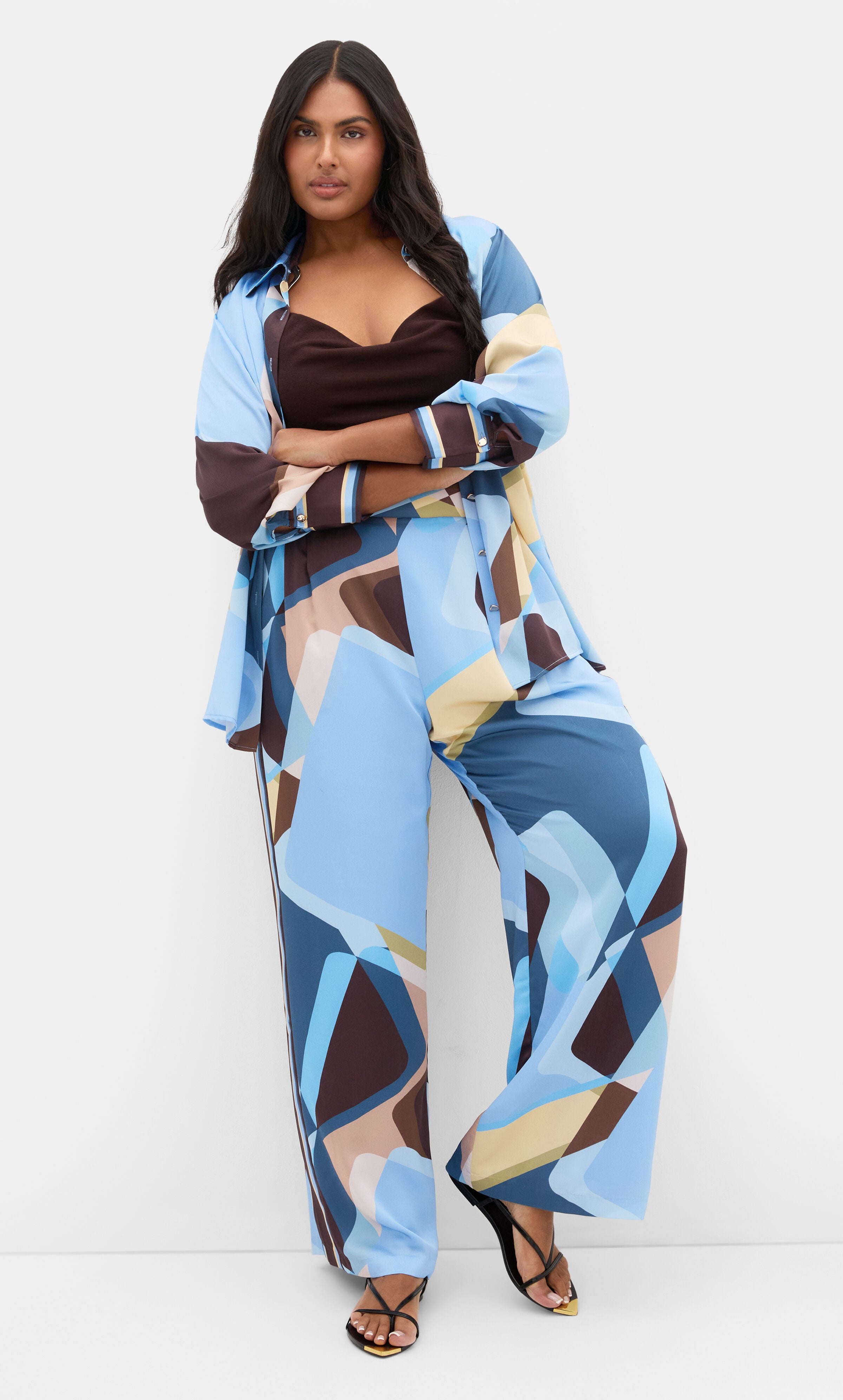 Amaya Abstract Print Wide Leg Pant, BLUE, hi-res image number 0