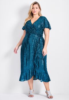 Nina Sequin Wrap Dress