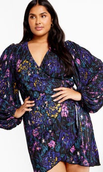Kira Print Dress - black