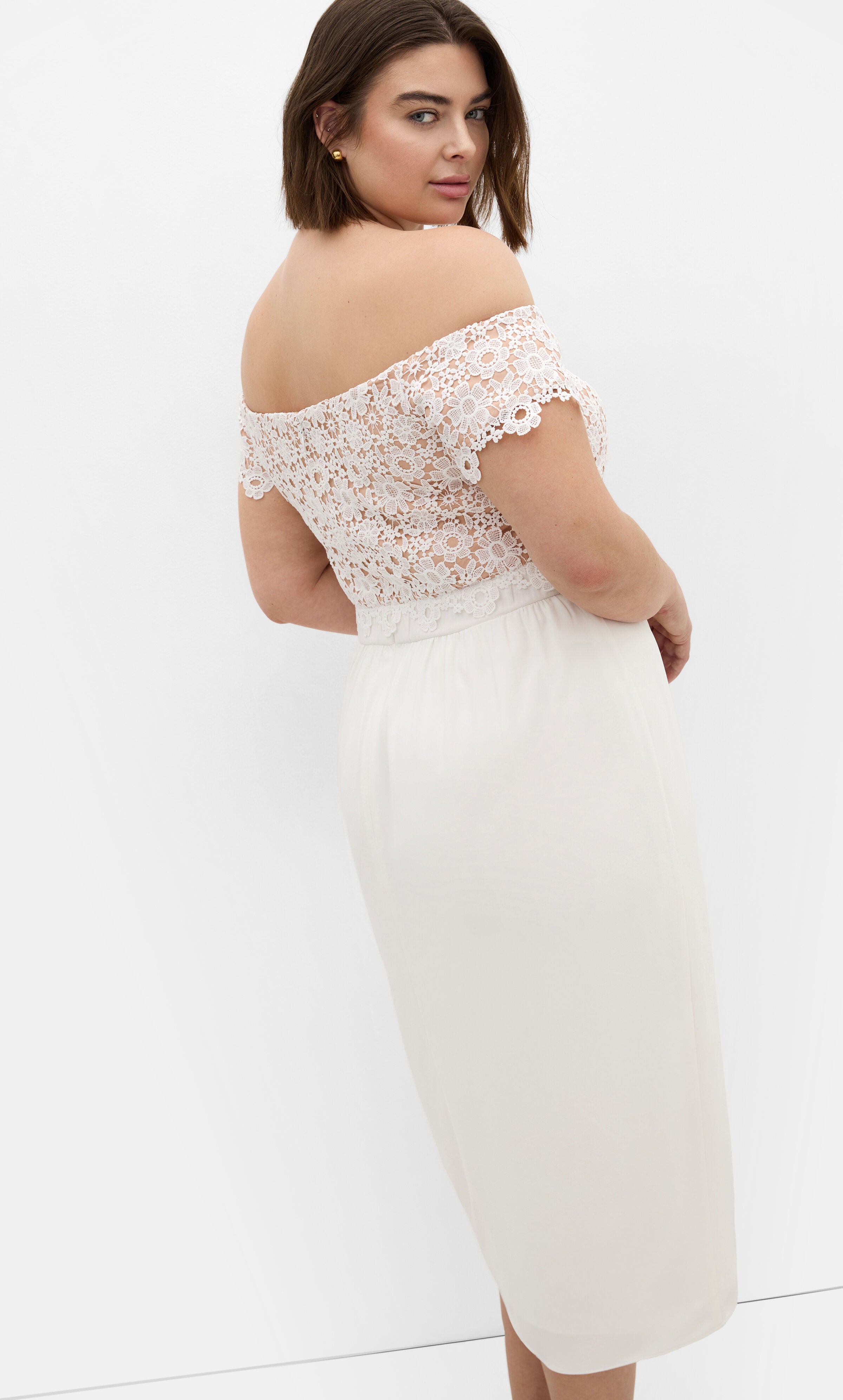 Lace Glamour Midi Dress - ivory, WHITE, alternate image number 2