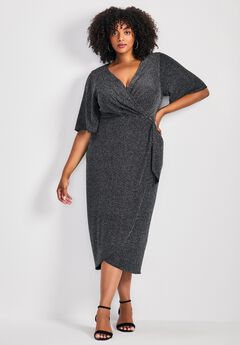 Nala Metallic Mock Wrap Dress