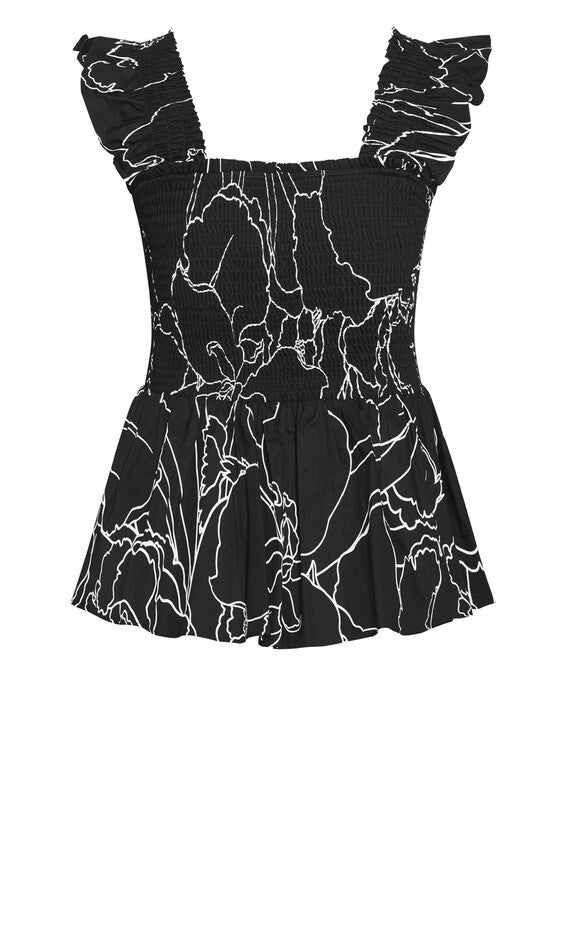 Marli Print Top - black, BLACK, alternate image number 4