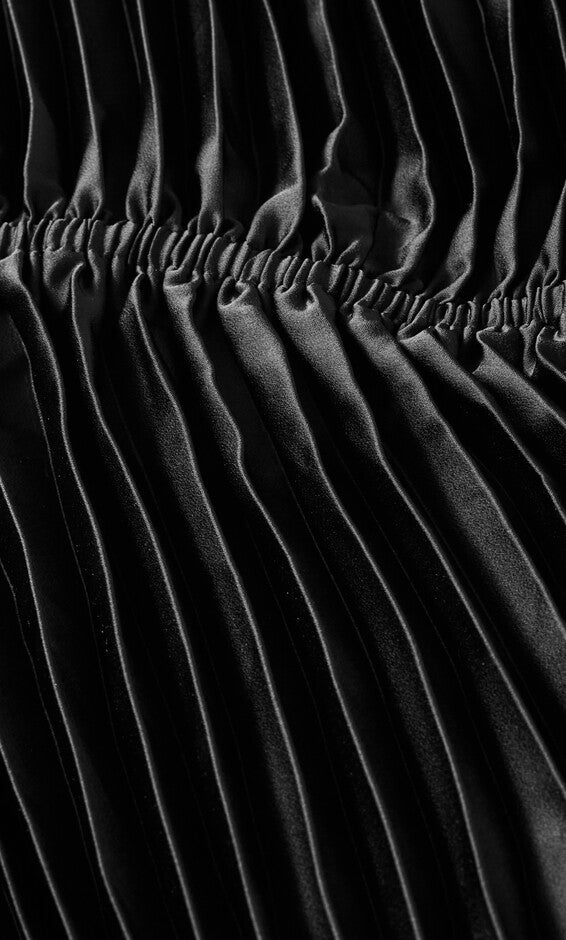 Chloe Accordion Sleeve Pleat Dress - black, BLACK, alternate image number null