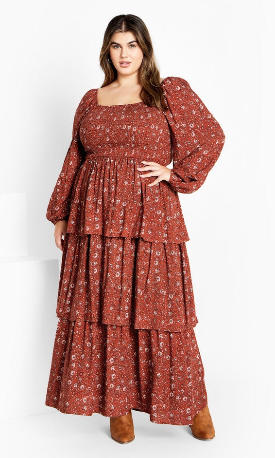 Dahlia Tiered Maxi Dress - spice, ORANGE, alternate image number 1
