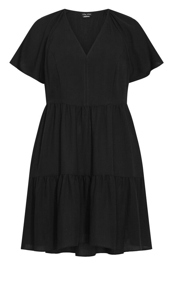 Frill Mini Dress - black, BLACK, alternate image number 4