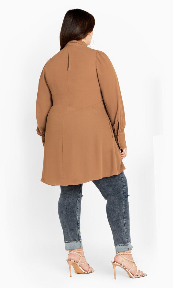 Neck Tie Tunic - caramel, CARAMEL, alternate image number null