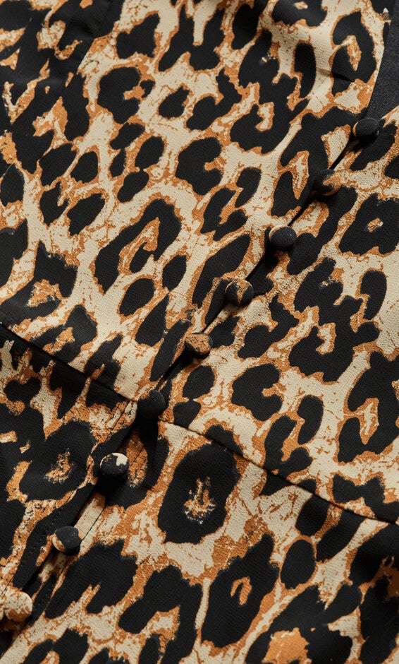 Plunge Frill Print Maxi Dress - leopard, LUXE, alternate image number 5