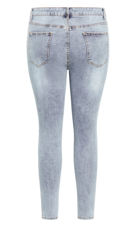 Asha Jojo Distressed Detail Crop Jean - mid denim, MID, alternate image number 4