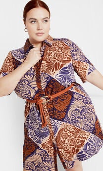 Amara Print Dress - navy