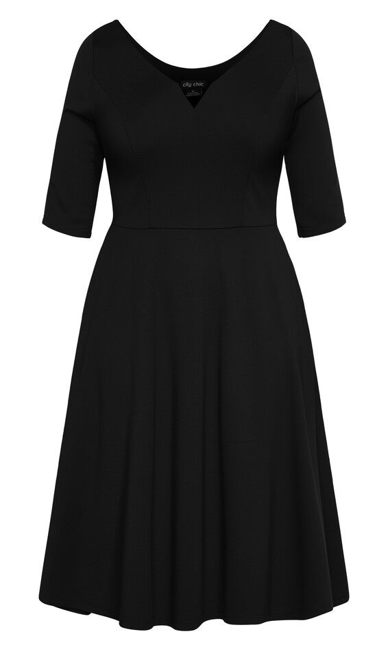 Cute Girl Elbow Sleeve Dress - black, BLACK, alternate image number 4