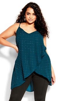 Shine Hi Lo Cami - emerald