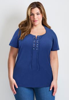 Lacing Detail Tunic Tee