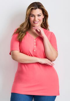 Short Sleeve Henley Tunic
