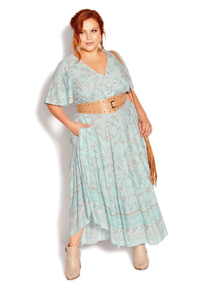 Spirited Floral Maxi Dress - sea foam, GREEN, on-hover image number null