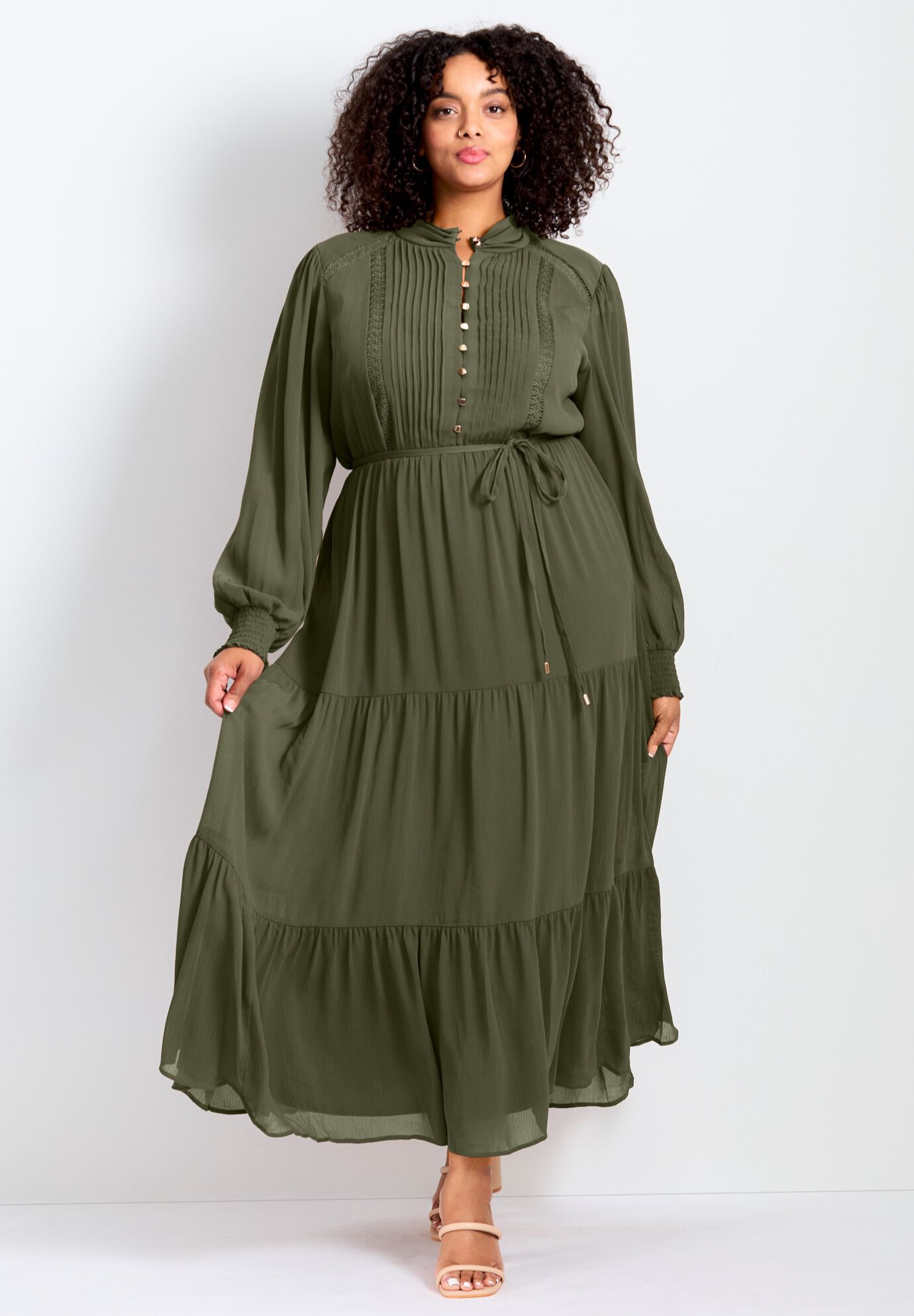Jasmine Tiered Maxi Dress, OLIVE, alternate image number 2