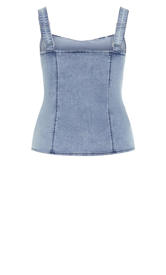 Abbie Denim Top - light wash, BLUE, alternate image number 5