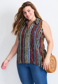 Zip Neck Hi-Low Shirt