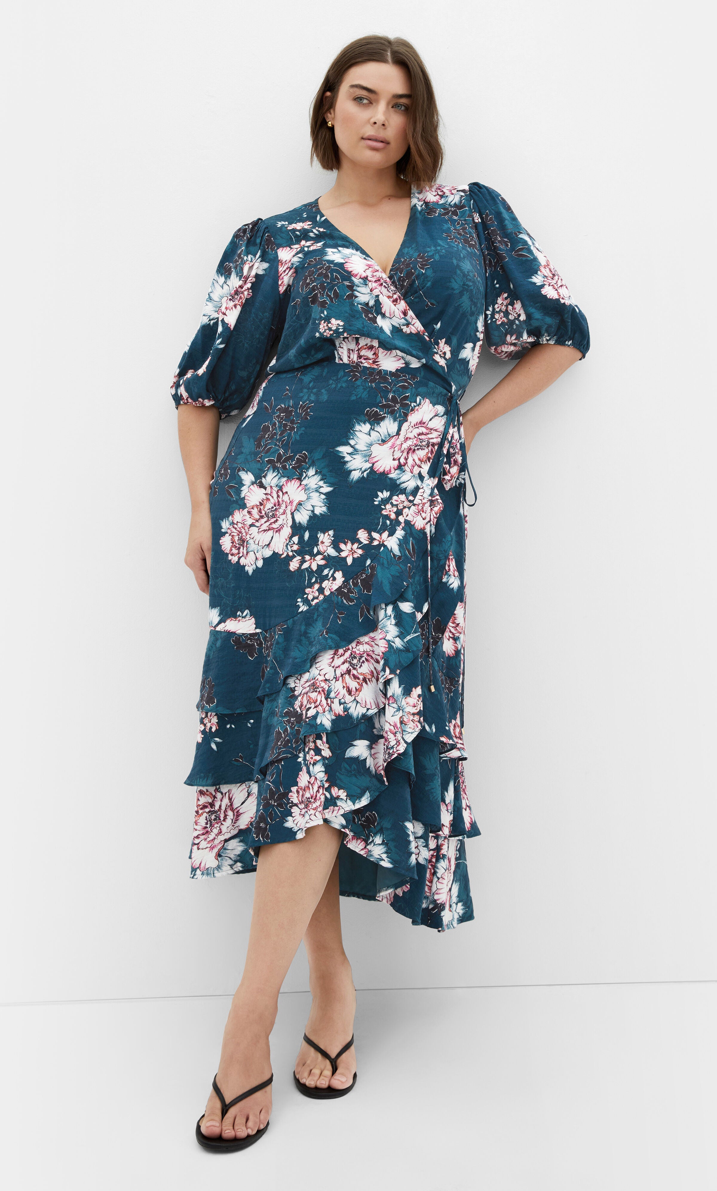 Bea Floral Dress - jade, GREEN, hi-res image number 0