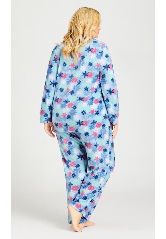 Snowflake Button Fleece Sleep Top, SNOWFLAKE PRINT, alternate image number 4