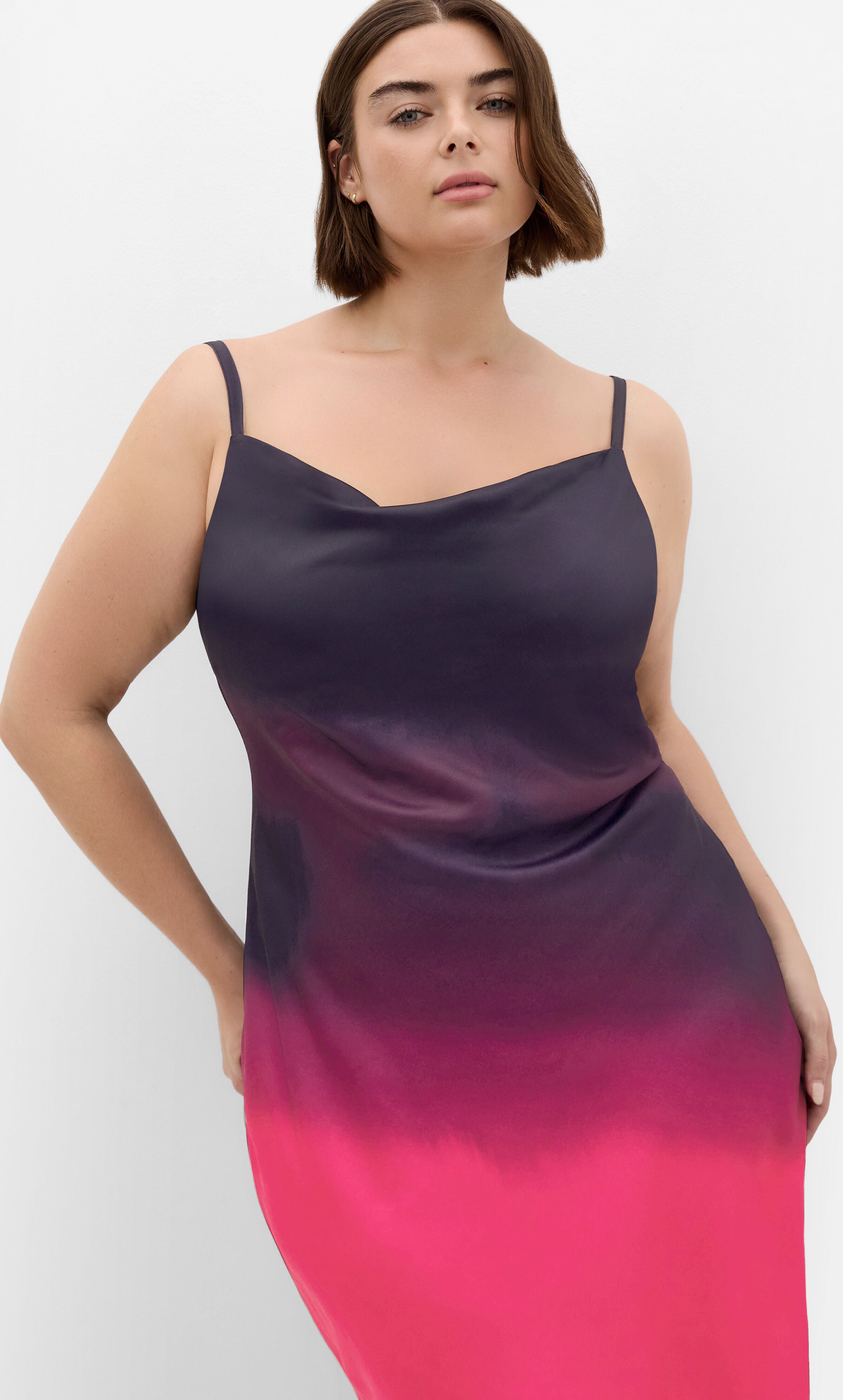 Ombre Cowl Dress - berry multi, ORANGE, alternate image number 2