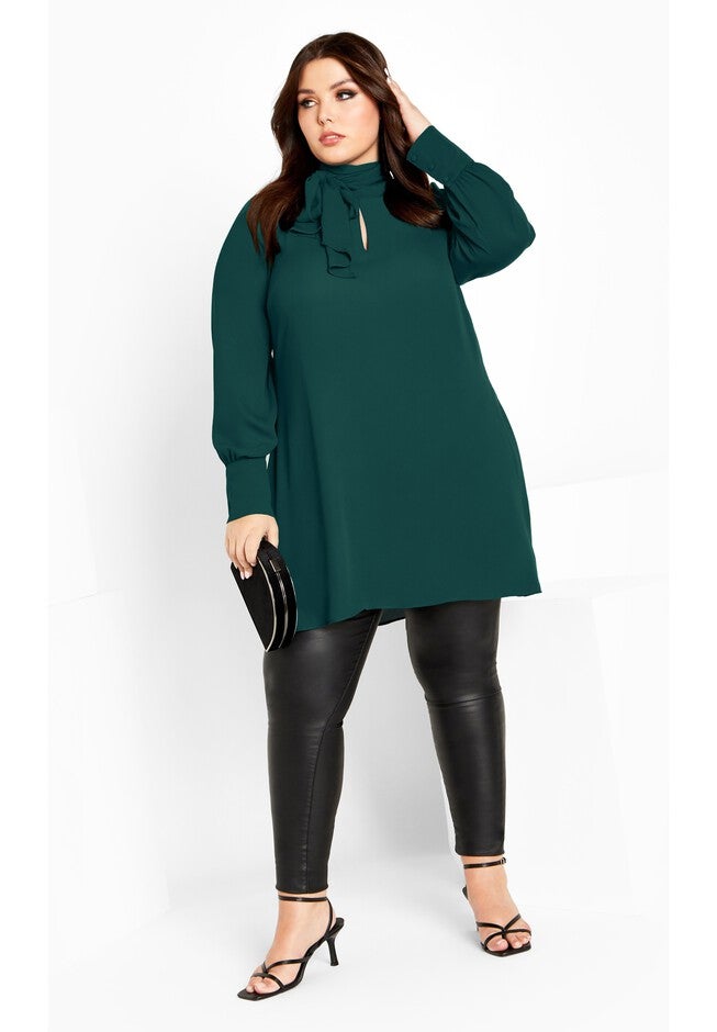 Neck Tie Tunic - alpine, GREEN, on-hover image number 1