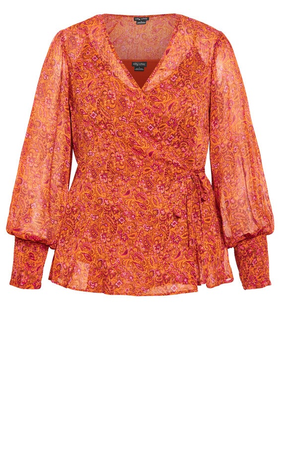 Alexis Print Top - rust, ORANGE, alternate image number 4