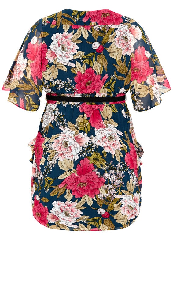 Frida Wrap Dress - navy, NAVY WILD ROSE, alternate image number null
