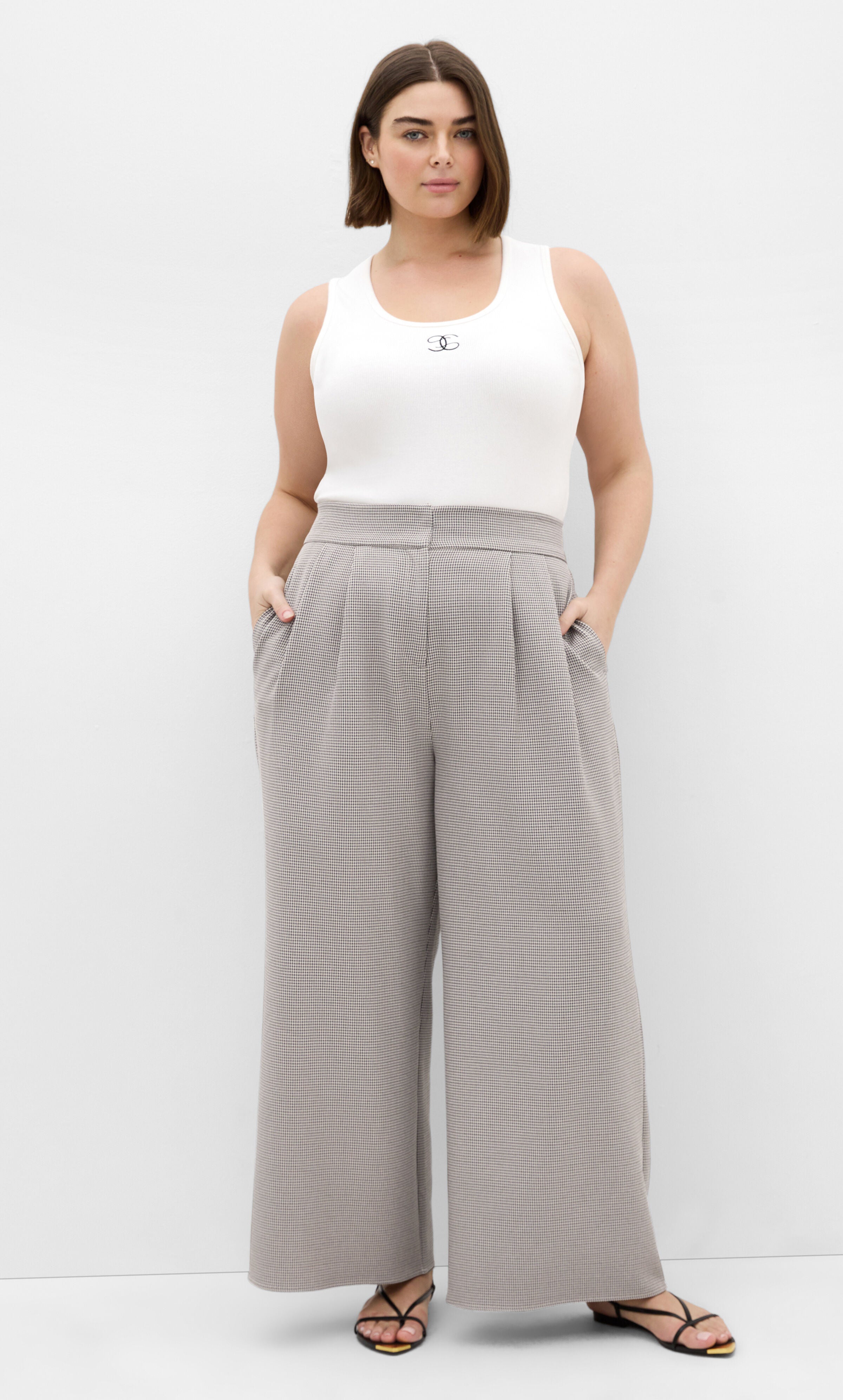 Hailey Check Pant, BEIGE, on-hover image number 1