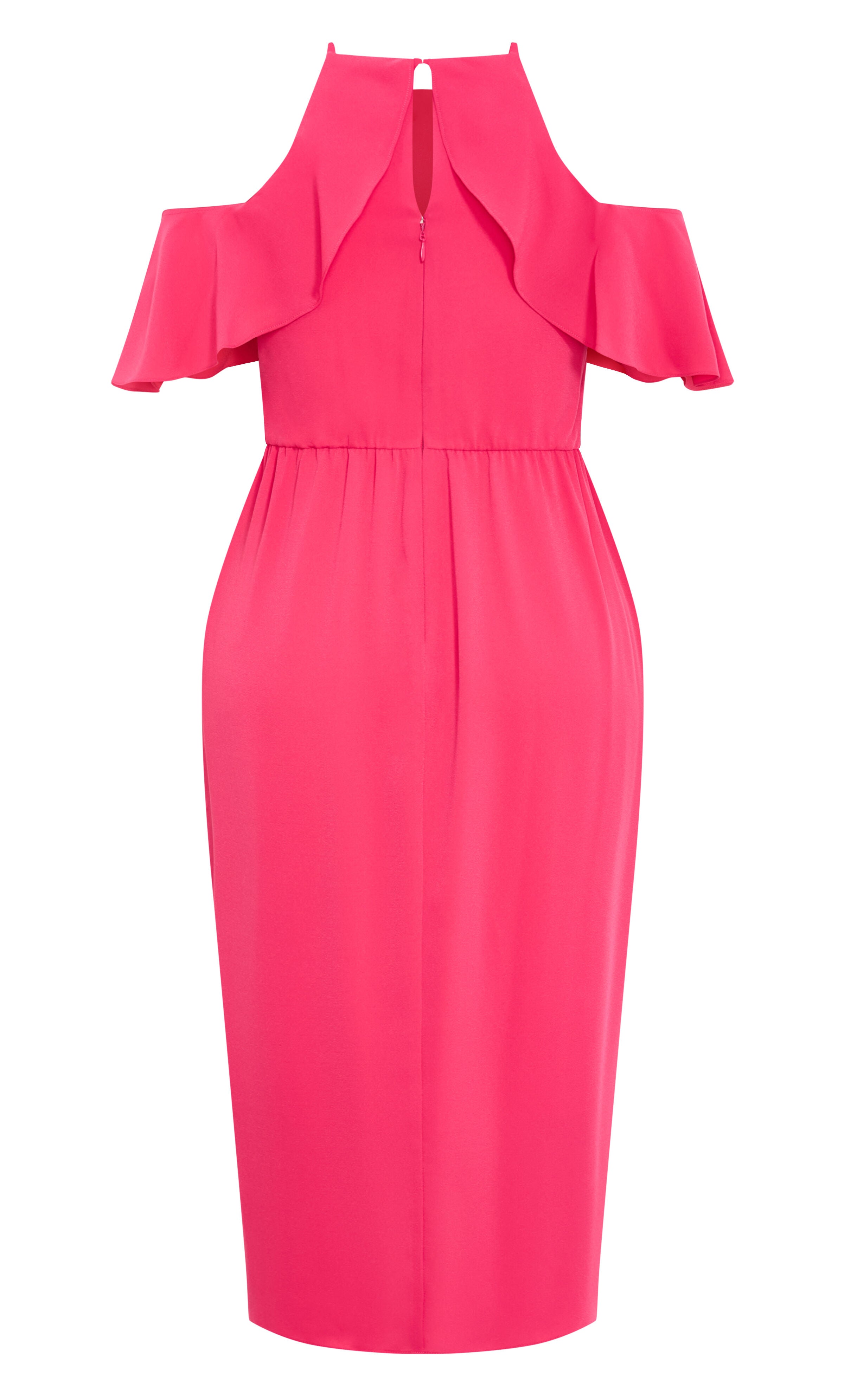 Love Siren Ruffle Shoulder Dress - raspberry, PINK, alternate image number 4