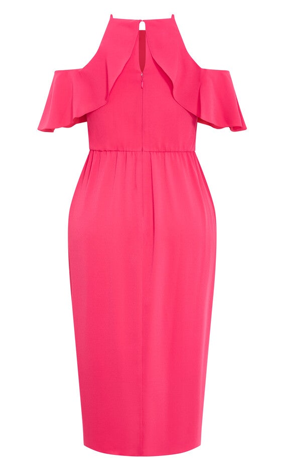 Love Siren Ruffle Shoulder Dress - raspberry, PINK, alternate image number 4