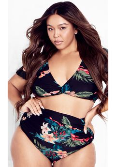 Ingrid Ruched Print Brief - black