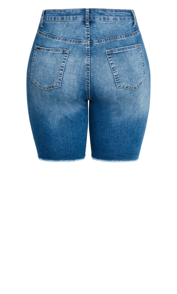 Distressed Longline Short - denim, BLUE, alternate image number 4