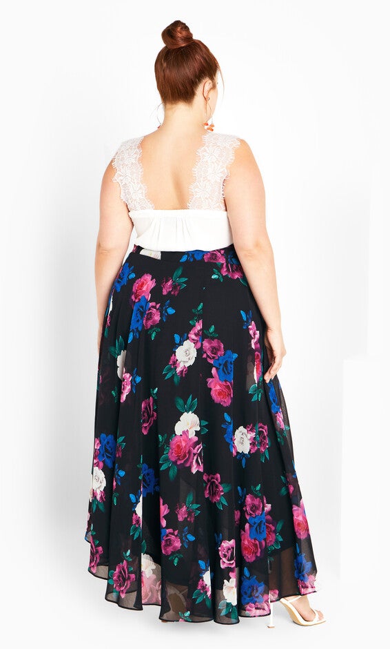 Michaela Print Skirt - black, BLACK, alternate image number null