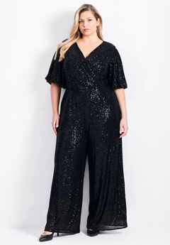Nada Sequin Puff Sleeve Jumpsuit